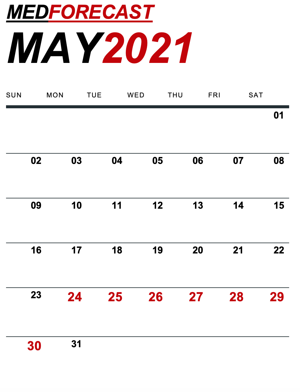 Medical News Forecast for May 24-30