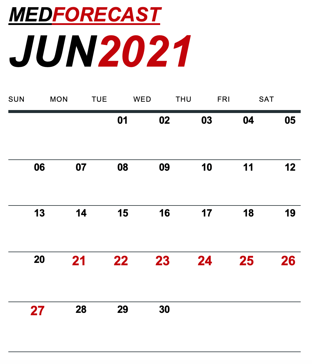 Medical News Forecast for June 21-27