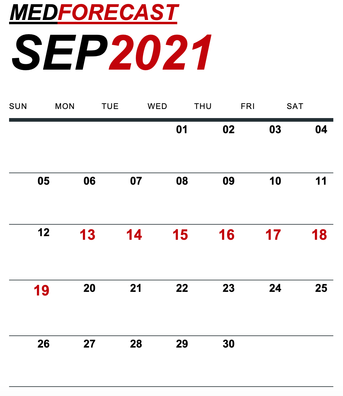 Medical News Forecast for September 13-19