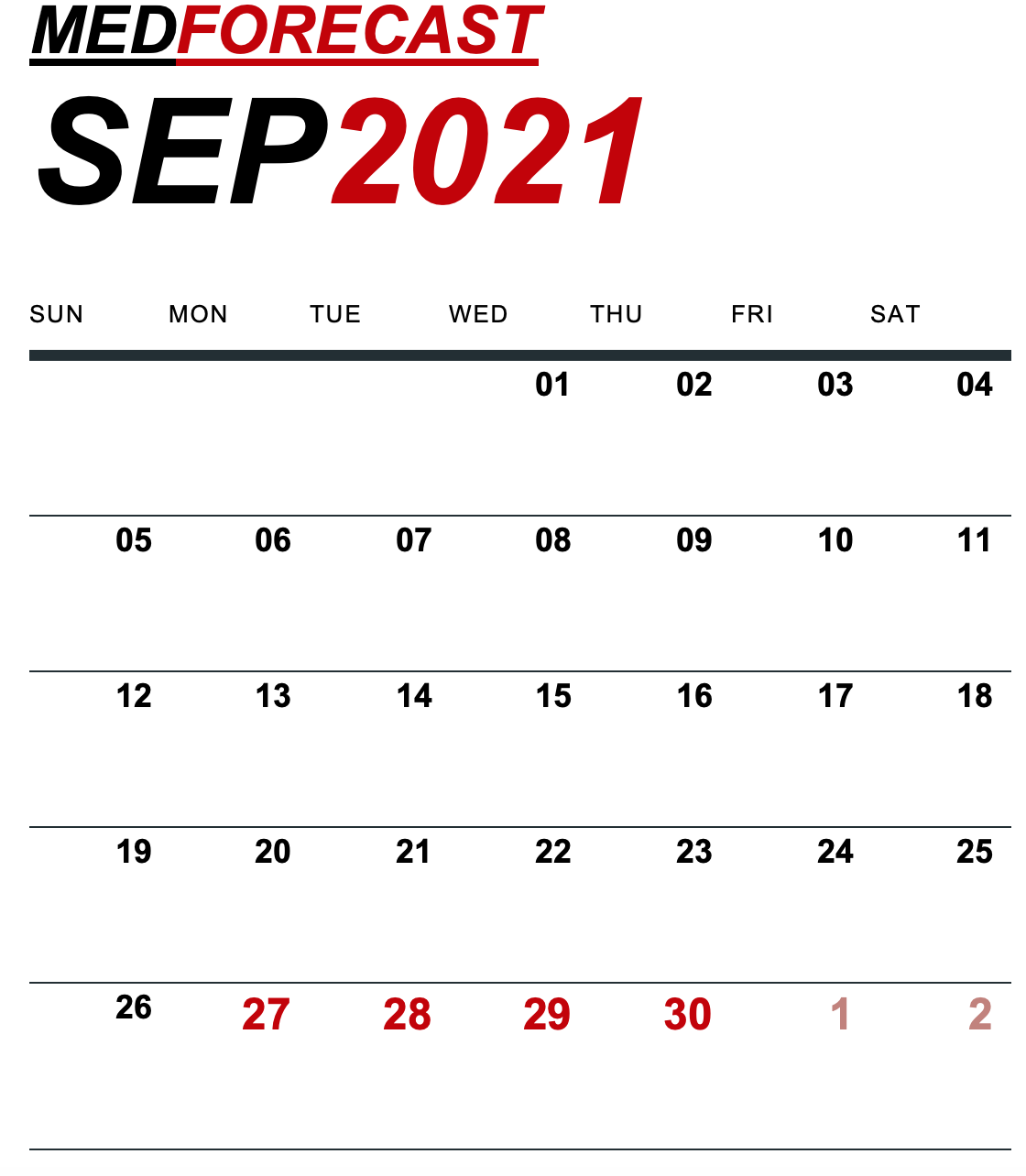 Medical News Forecast for September 27-October 3, 2021