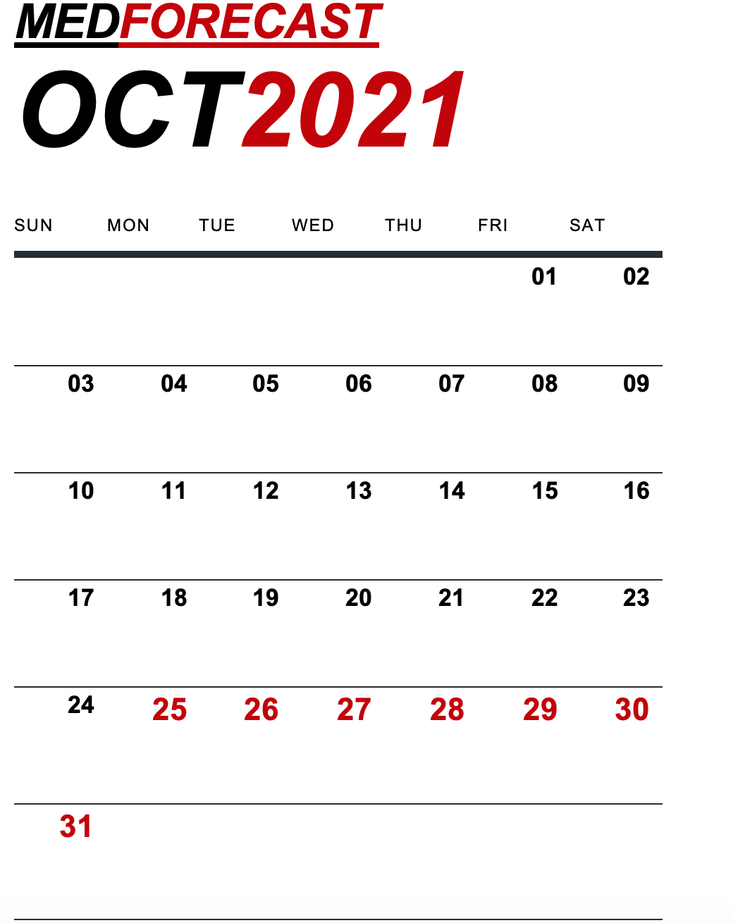 Medical News Forecast for October 25-31