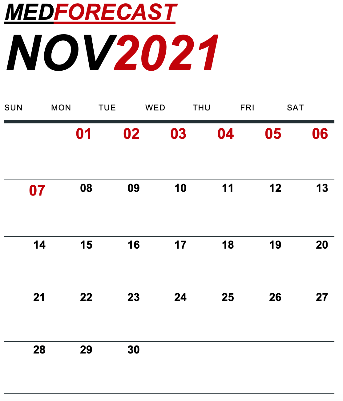 Medical News Forecast for November 1-7