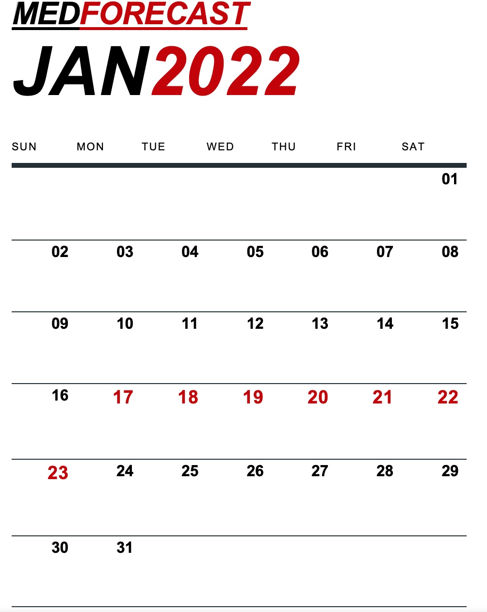 Medical News Forecast for January 17-23